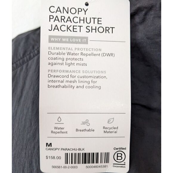 Athleta Canopy Parachute Jacket Short Black Lightweight Windbreaker Size M NWT - Picture 11 of 13